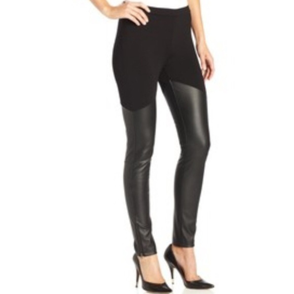 Olive & Oak Black Faux Leather Moto Leggings Sz S